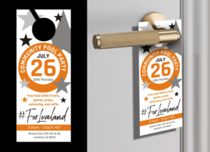 Classic, clean, and  fun community pool party door hangers  | Flyer-Design von juanjoseolivieri