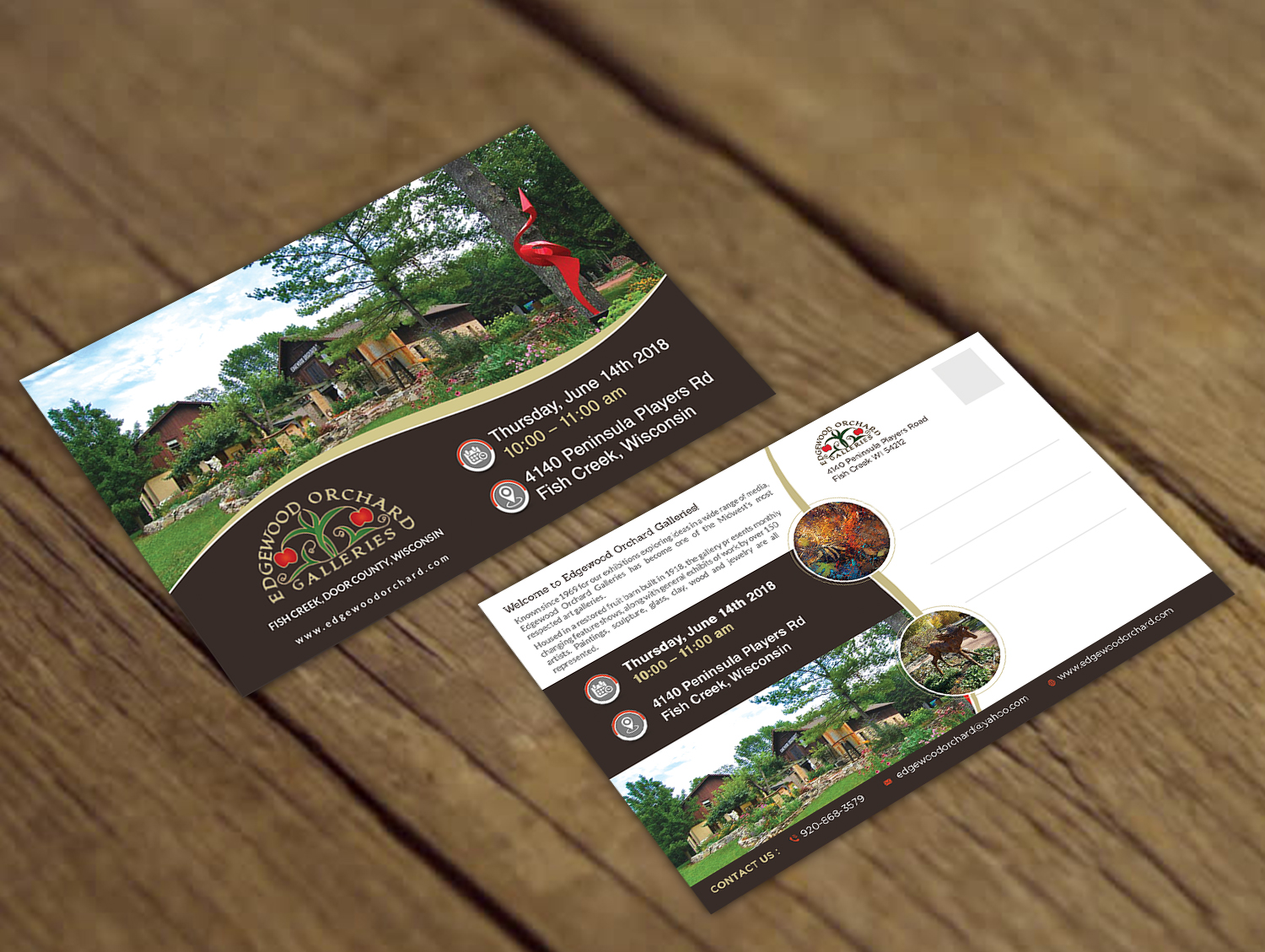 Postcard Design by debdesign for Edgewood Orchard Galleries | Design #19200810