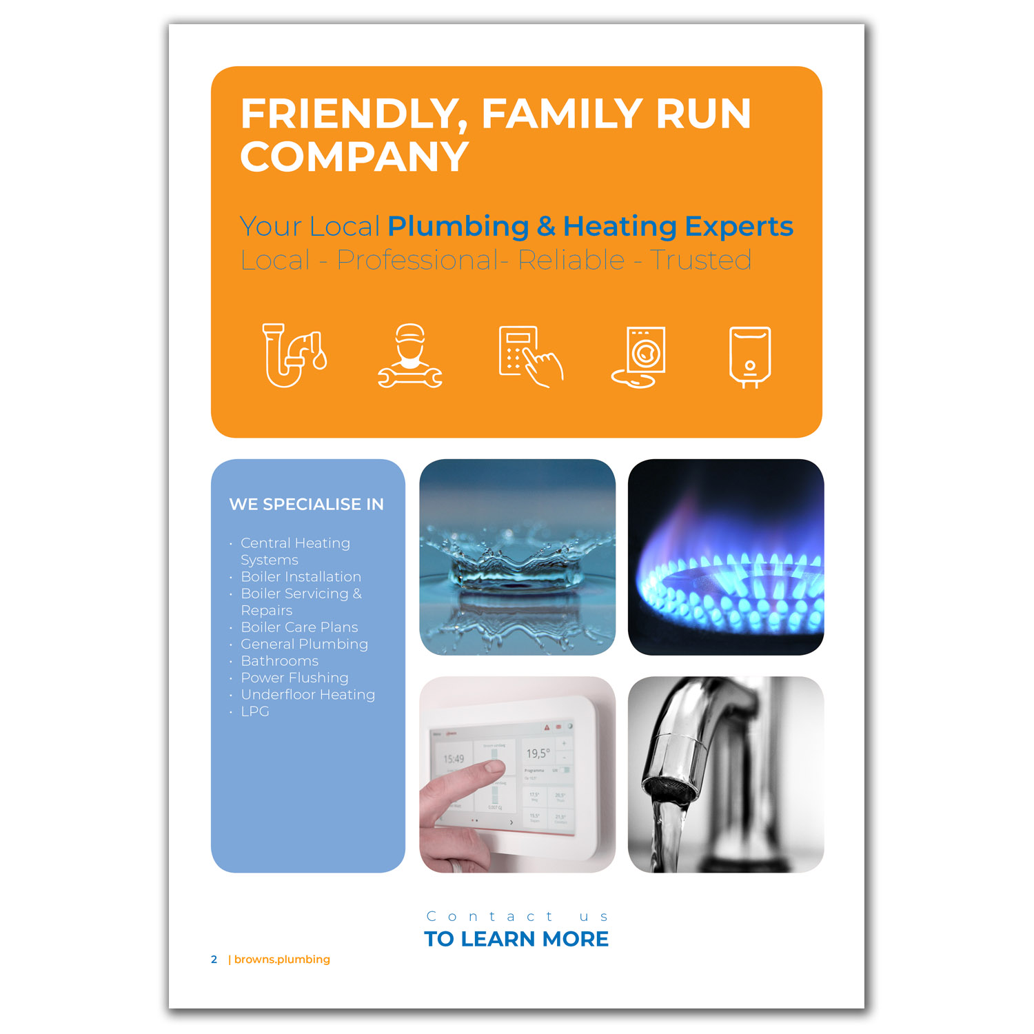 Brochure Design by Creative_Sinapsi for Browns Plumbing & Heating Limited | Design #19246893