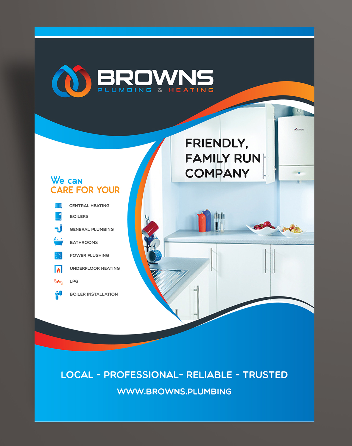 Brochure Design by ilovedesign1 for Browns Plumbing & Heating Limited | Design #19239938