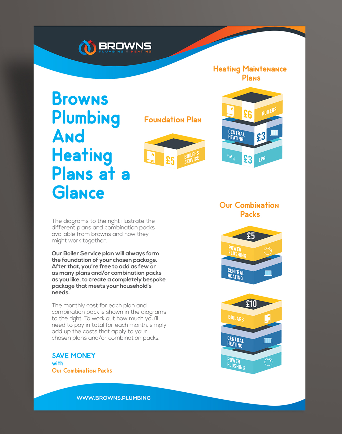 Brochure Design by ilovedesign1 for Browns Plumbing & Heating Limited | Design #19239939