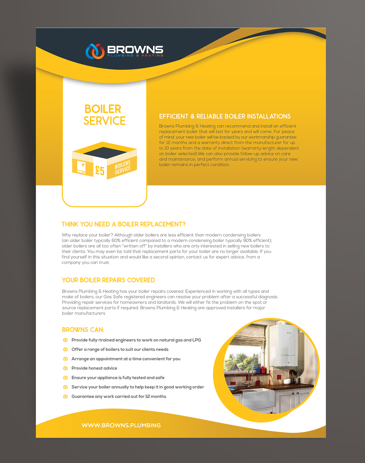 Brochure Design by ilovedesign1 for Browns Plumbing & Heating Limited | Design #19239940