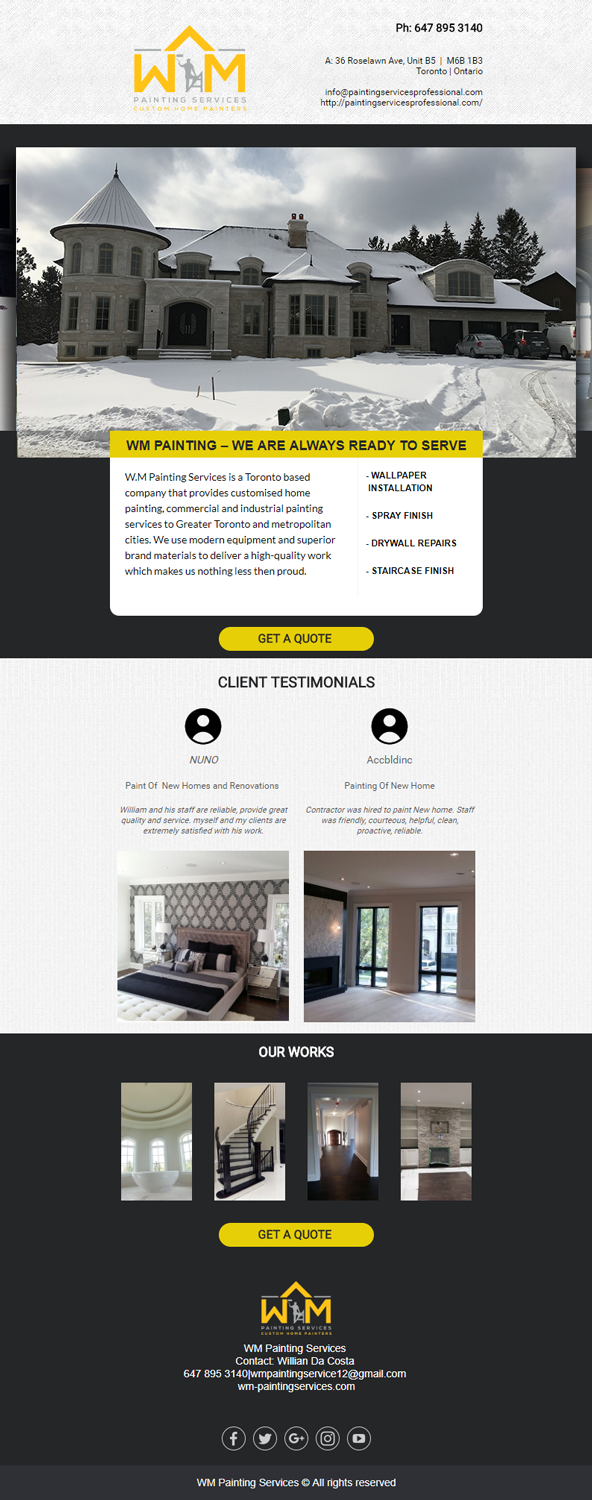 Email Marketing Design by Kristina Andonoff for WM Painting Services | Design #19216557