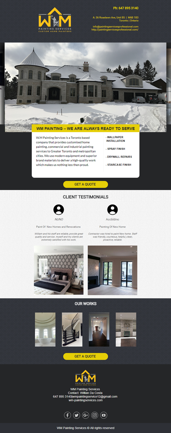 Email Marketing Design by Kristina Andonoff for WM Painting Services | Design #19216578