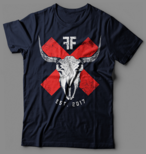 FarmFit design: Bull with horns outline with cross | T-Shirt-Design von O_O NIZAL O_O