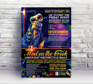 2018 Meet on the Creek Labor Day Motorcycle Rally | Diseño de Flyer por SAI DESIGNS