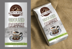 creative pack design with extended budget for AfroCrane coffee product | Design Emballage par SAI DESIGNS