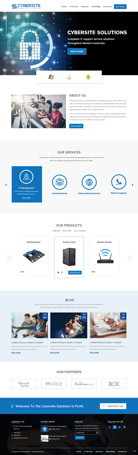 Wordpress Design by pb for Cybersite Solutions Pty Ltd | Design #19228685