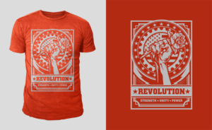 Rose/raised fist logo design for clothing brand | T-shirt Design by D'Mono