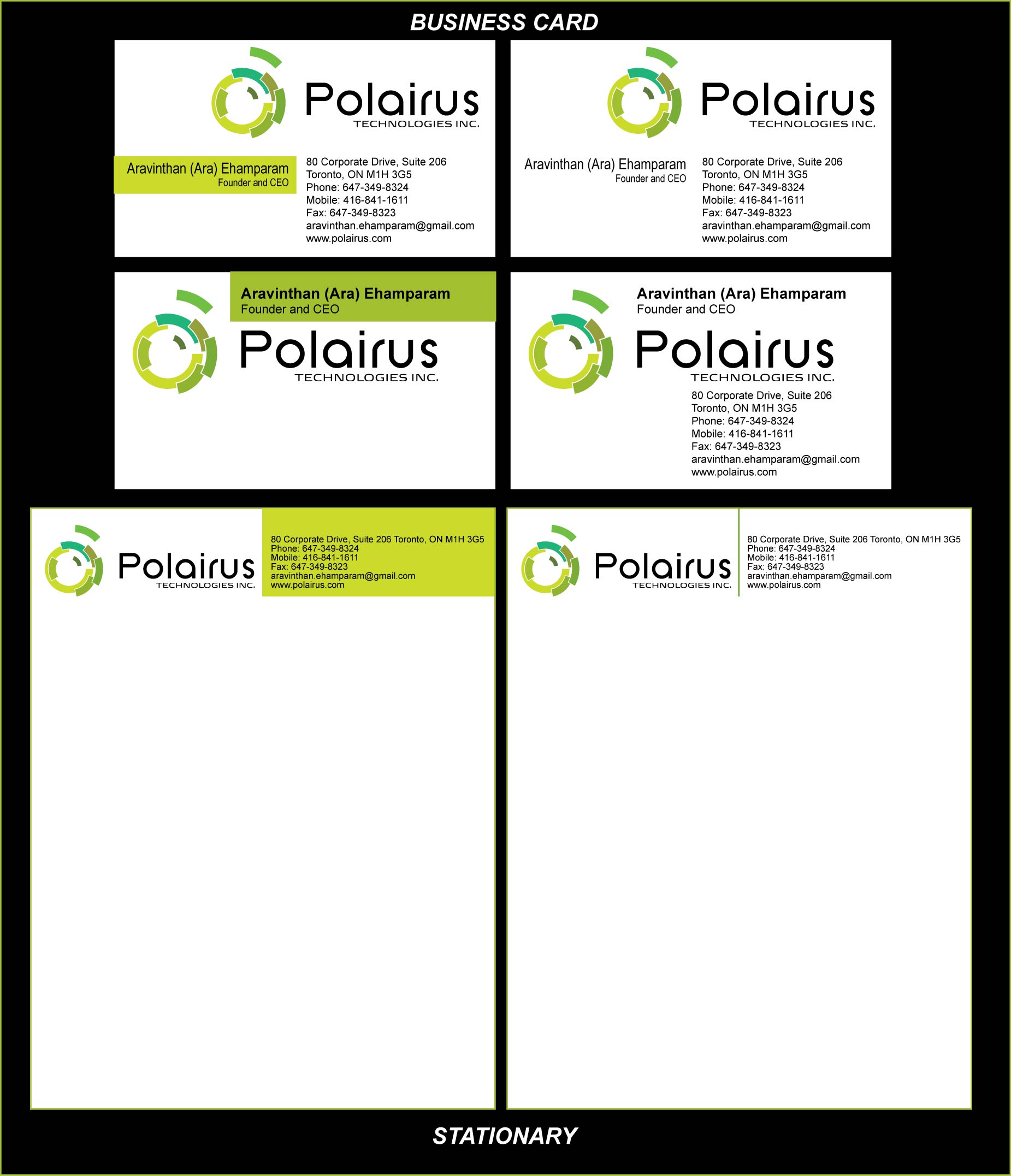 Business Card Design by FREELANCE for Polairus Technologies Inc. | Design #56697