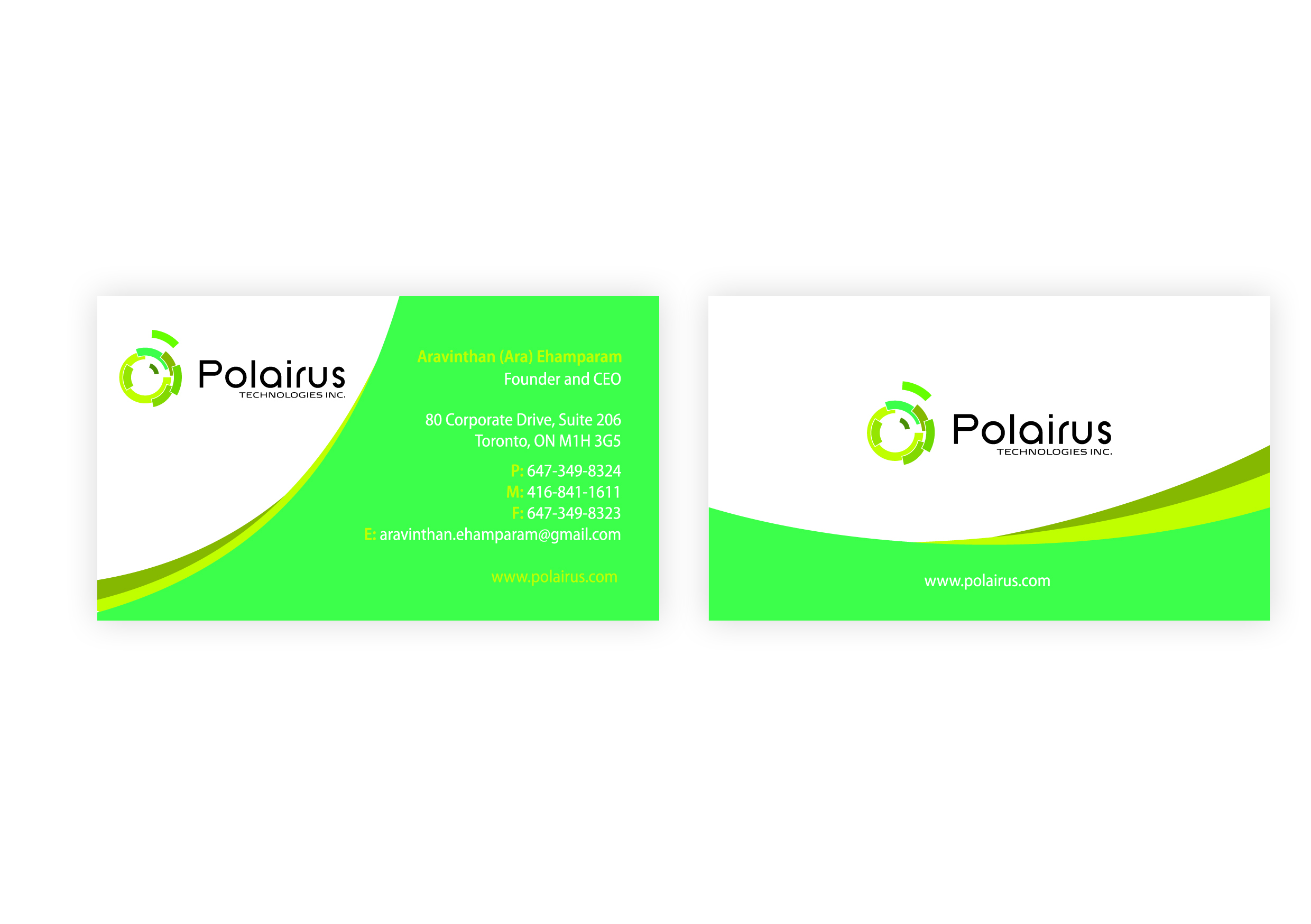 Business Card Design by Daniel Pol for Polairus Technologies Inc. | Design #58571