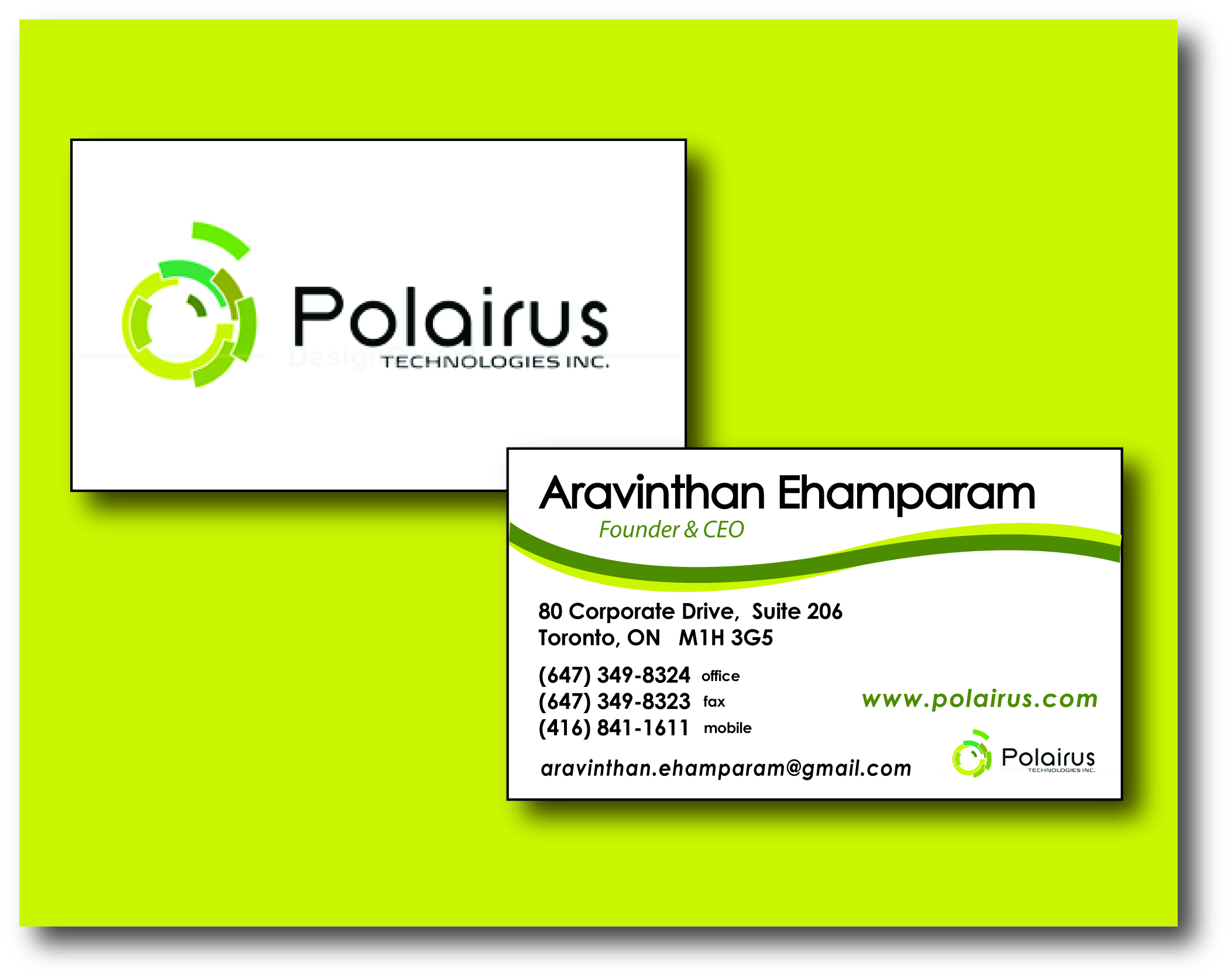 Business Card Design by Stellar Designs for Polairus Technologies Inc. | Design #56302