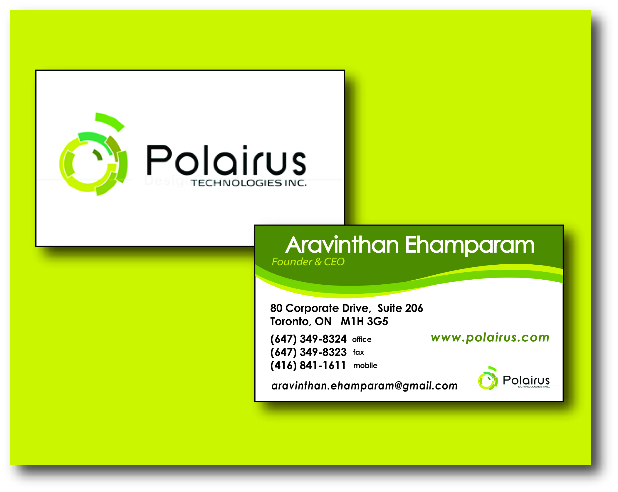 Business Card Design by Stellar Designs for Polairus Technologies Inc. | Design #56326