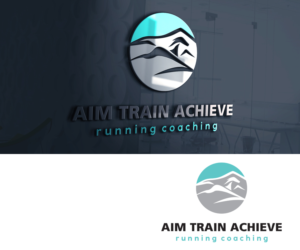 I want the text to be underneath the logo (not within the logo). Underneath the logo I want 2 lines of text. Line 1 should display: AIM TRAIN ACHIEVE. Line 2 should display: running coaching. Note that Line 1 is in capitals and Line 2 not in capitals. | Design de Logo par pachilakili