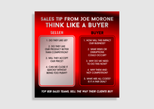 Sales Tip from Joe Morone- Think Like a Buyer-  | Graphic Design by Amduat Design