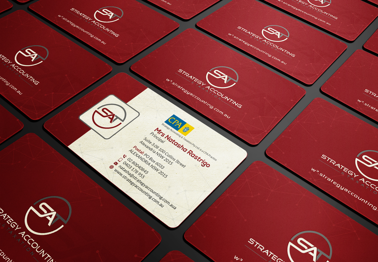 Business Card Design by kreativedhir for STRATEGY ACCOUNTING & TAXATION  | Design #19250056