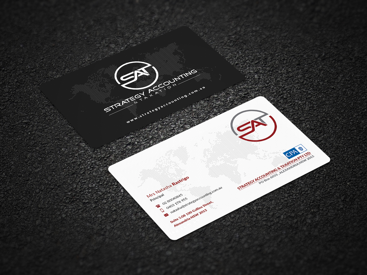 Business Card Design by Pointless Pixels India for STRATEGY ACCOUNTING & TAXATION  | Design #19250573