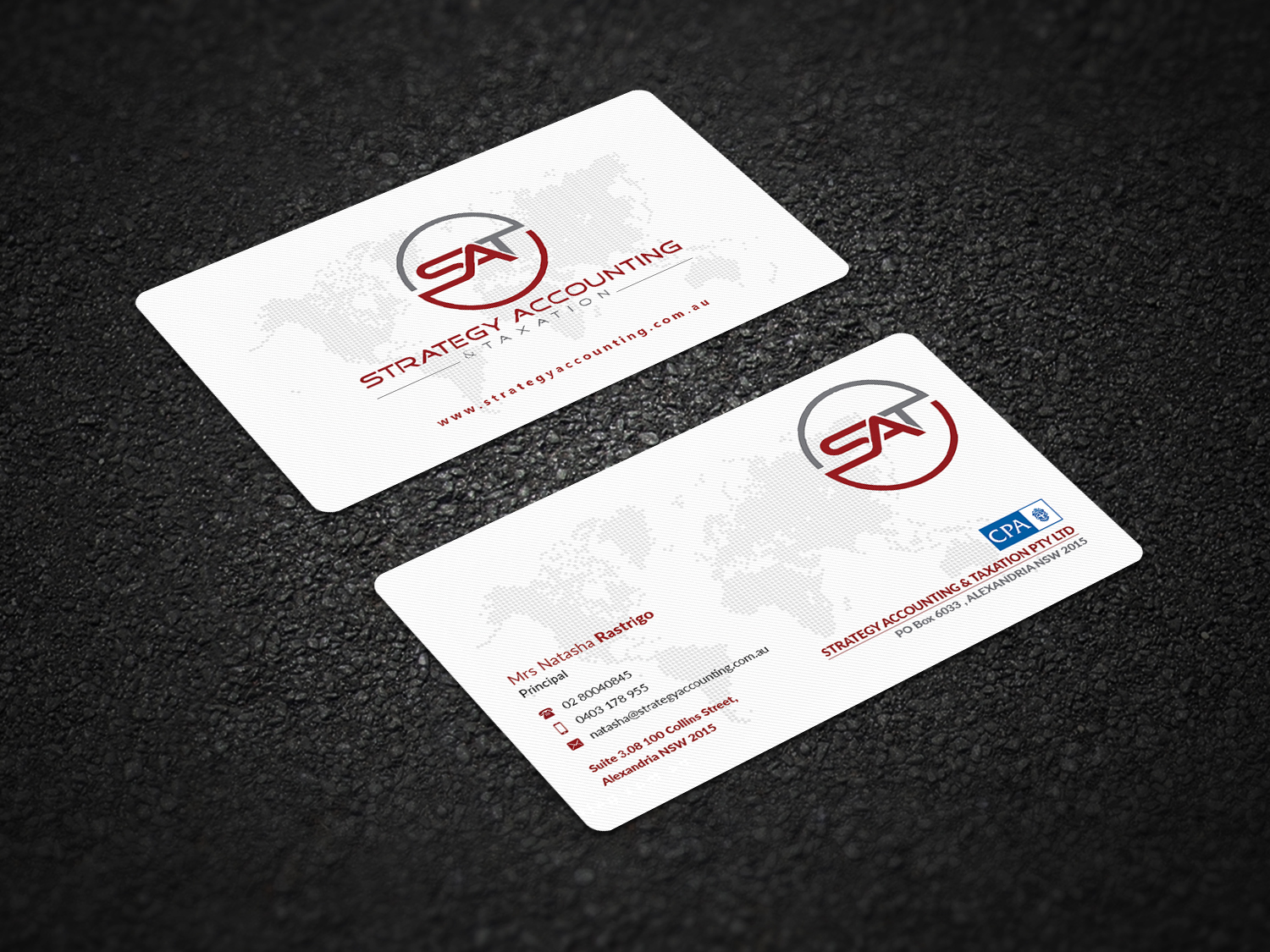 Business Card Design by Pointless Pixels India for STRATEGY ACCOUNTING & TAXATION  | Design #19250575