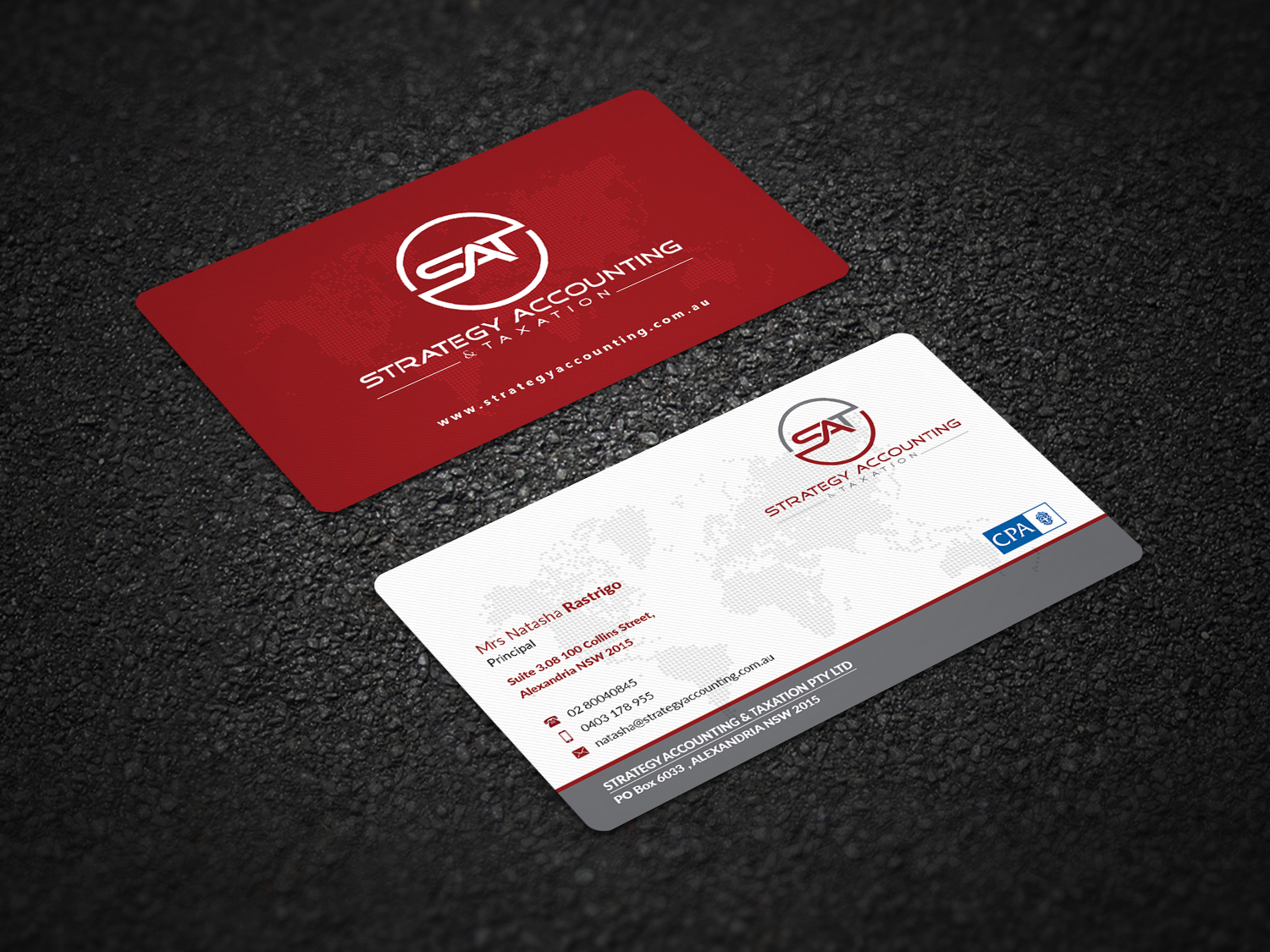 Business Card Design by Pointless Pixels India for STRATEGY ACCOUNTING & TAXATION  | Design #19250701