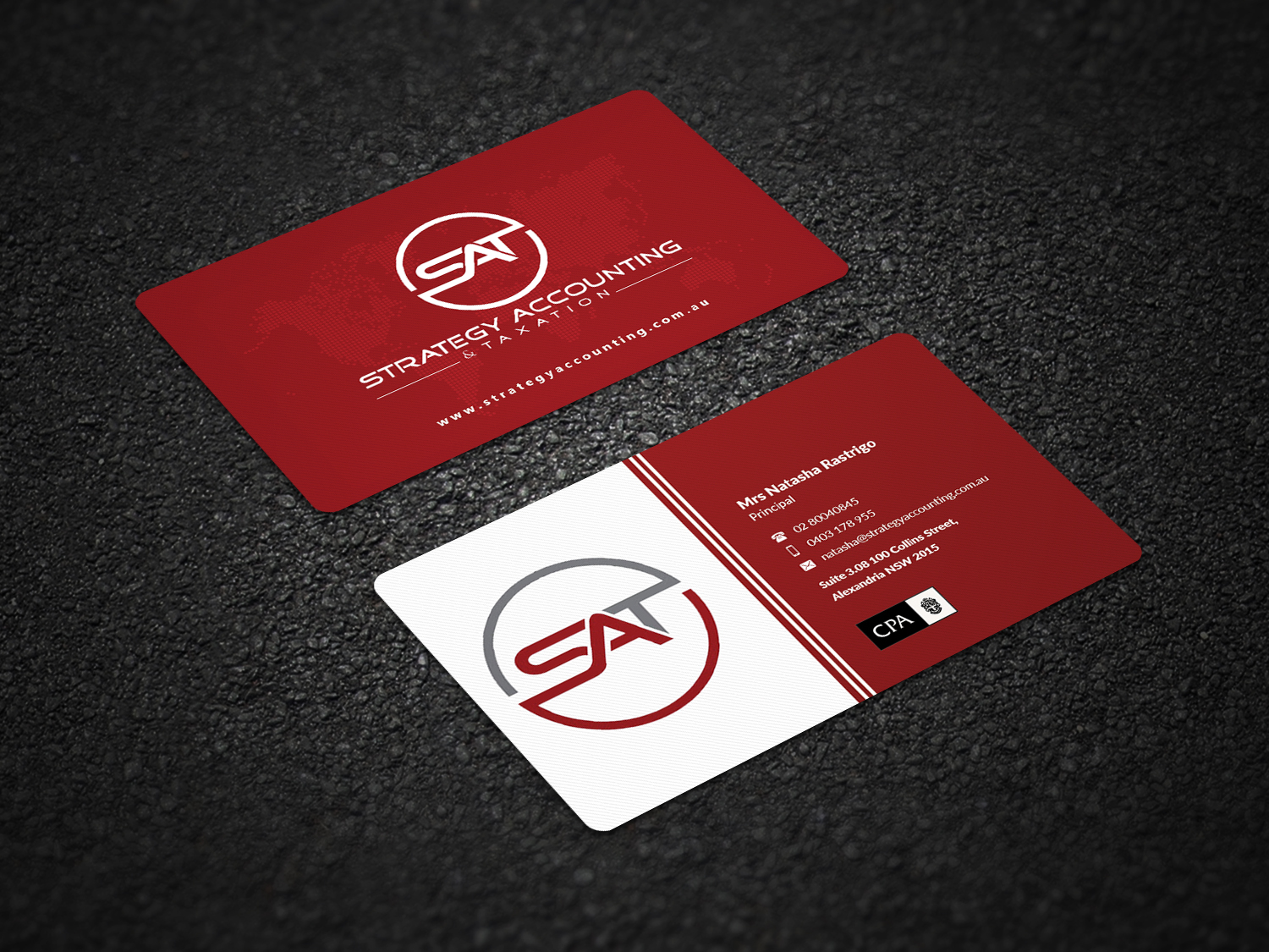 Business Card Design by Pointless Pixels India for STRATEGY ACCOUNTING & TAXATION  | Design #19250894