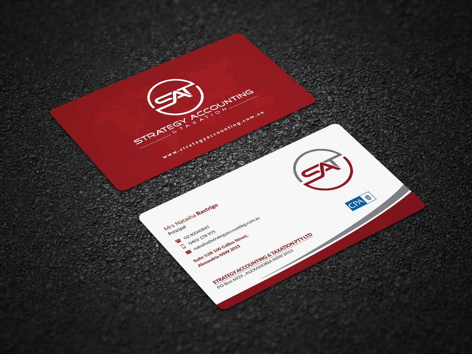 Business Card Design by Pointless Pixels India for STRATEGY ACCOUNTING & TAXATION  | Design #19250935
