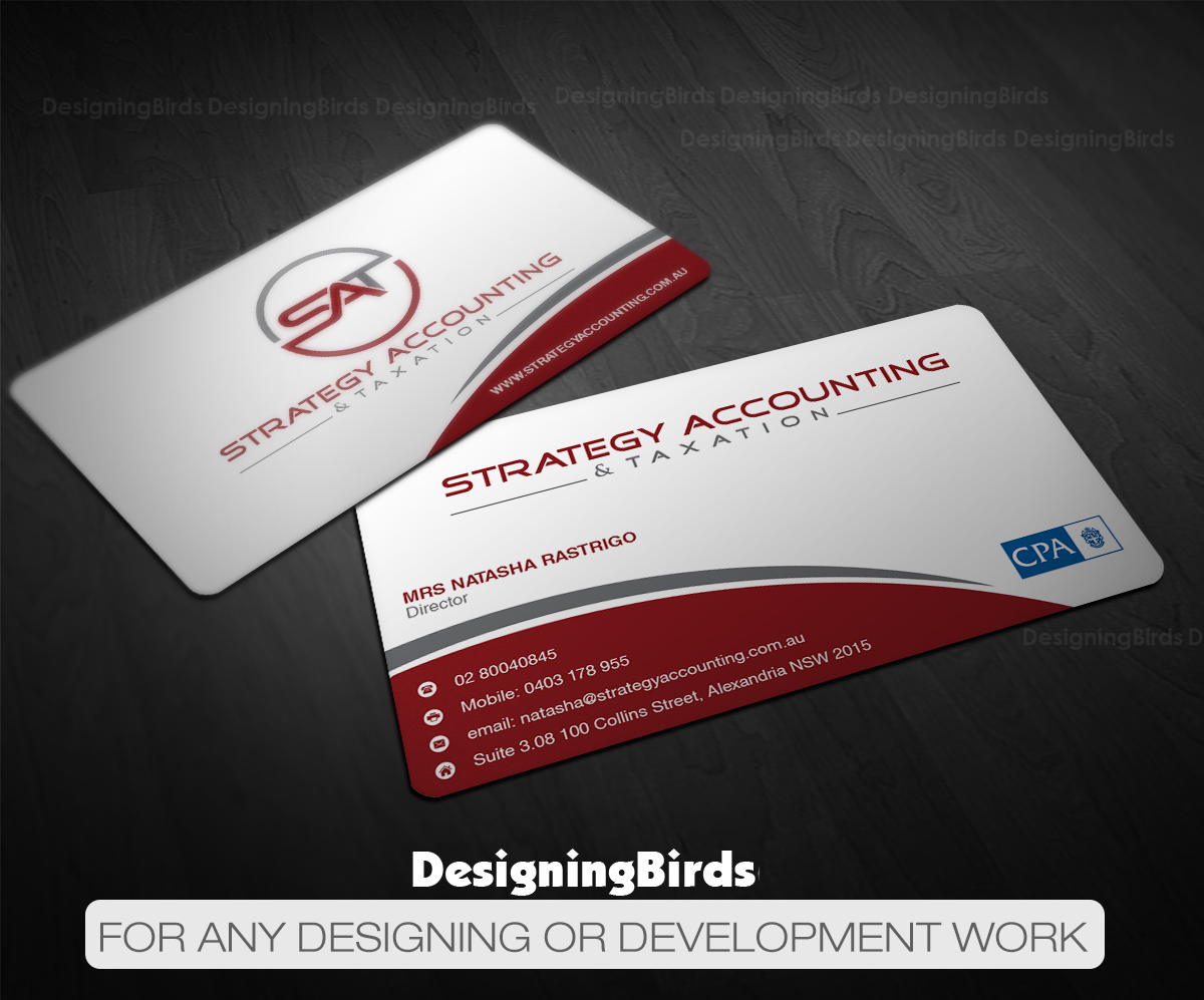 Business Card Design by Designing Birds for STRATEGY ACCOUNTING & TAXATION  | Design #19253001