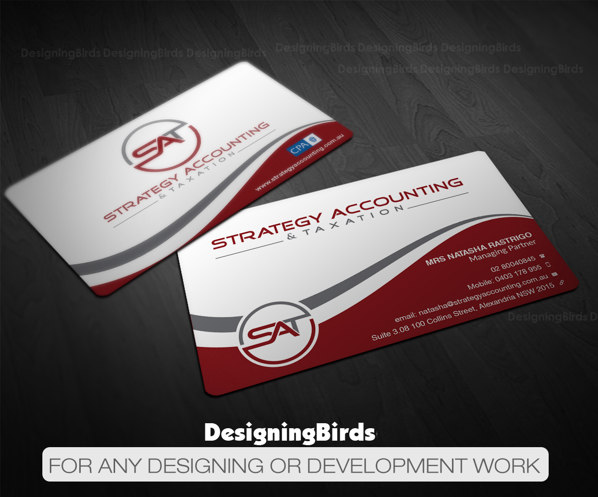 Business Card Design by Designing Birds for STRATEGY ACCOUNTING & TAXATION  | Design #19253297