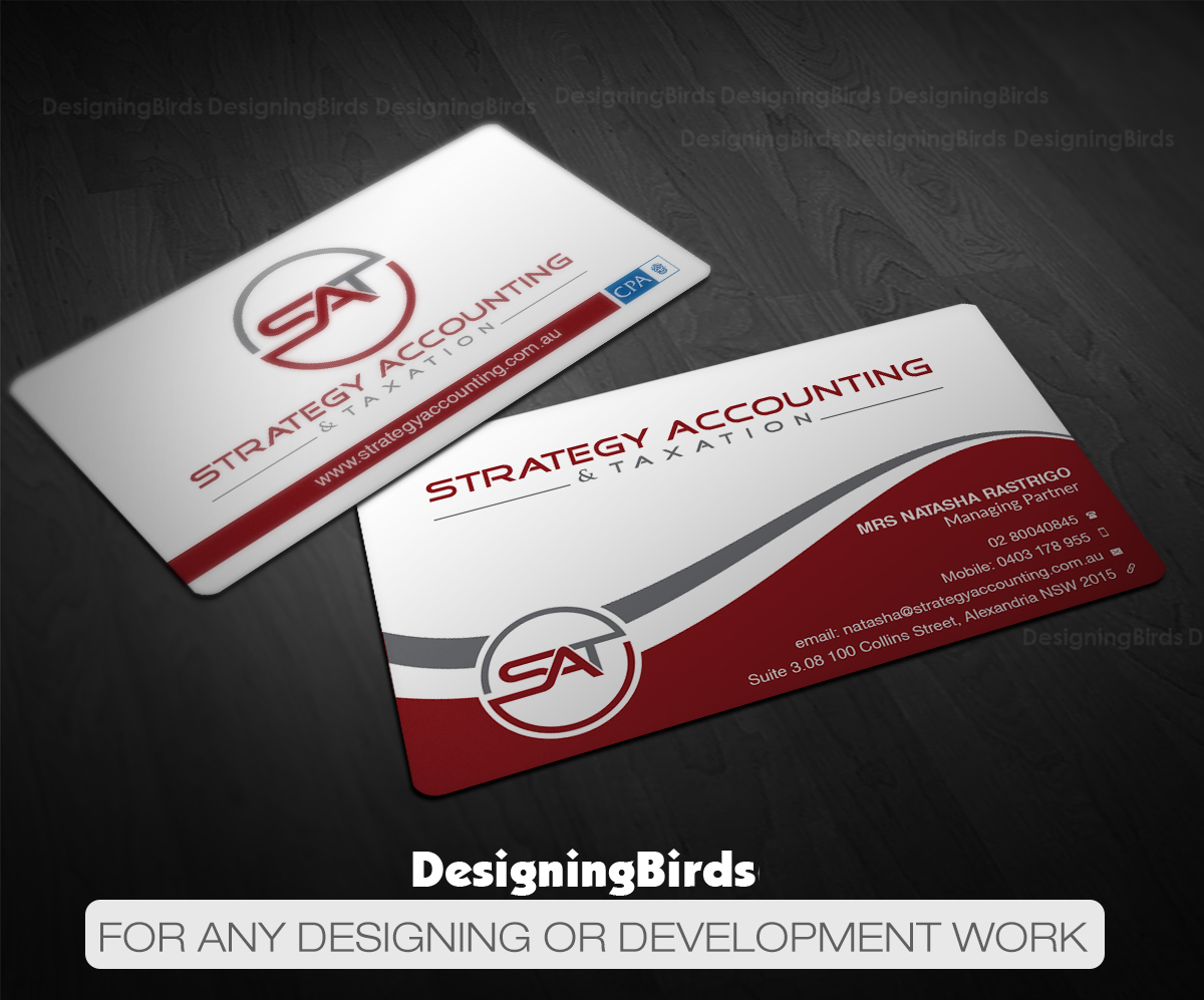 Business Card Design by Designing Birds for STRATEGY ACCOUNTING & TAXATION  | Design #19254048