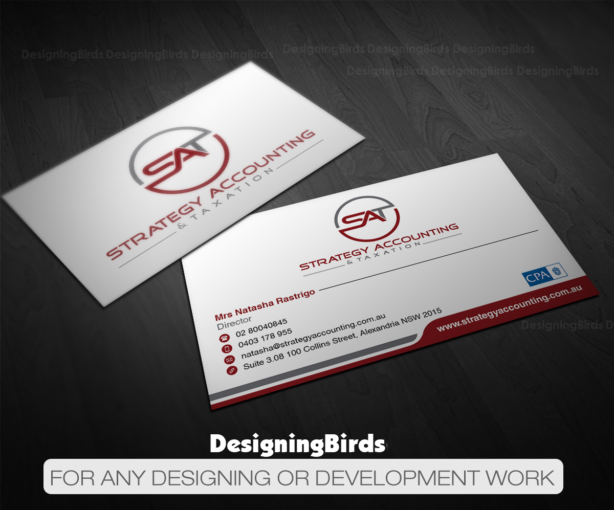 Business Card Design by Designing Birds for STRATEGY ACCOUNTING & TAXATION  | Design #19254491