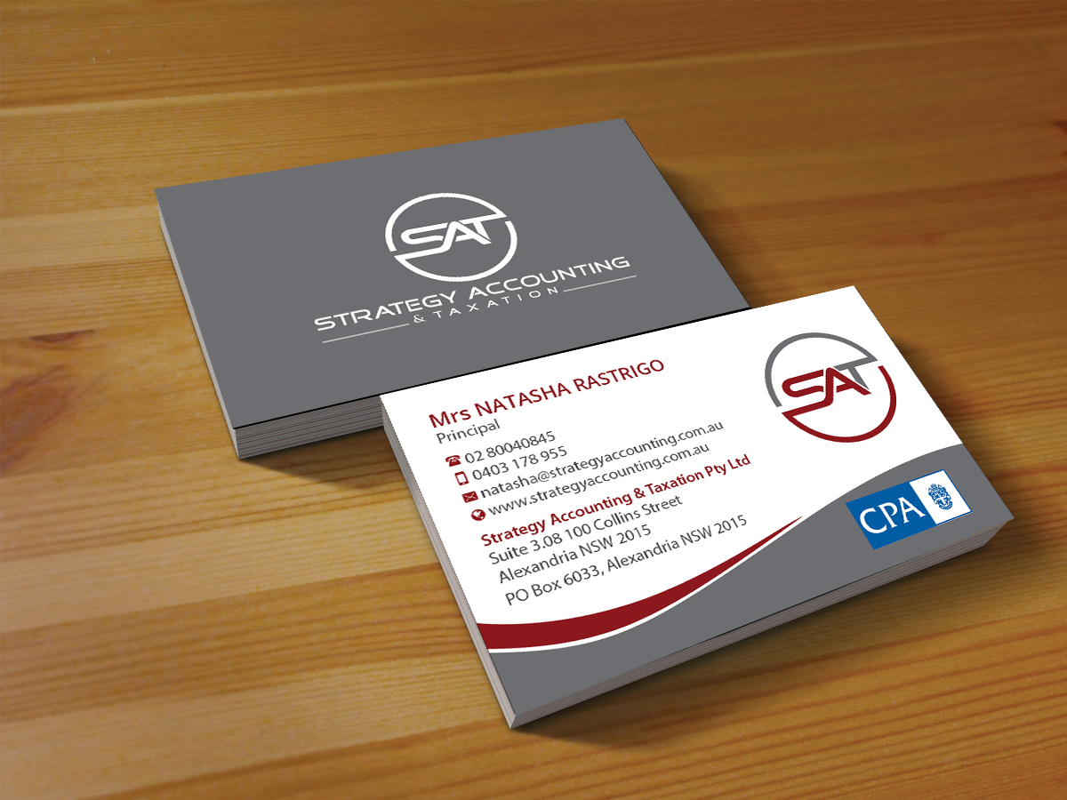 Business Card Design by Creations Box 2015 for STRATEGY ACCOUNTING & TAXATION  | Design #19255952