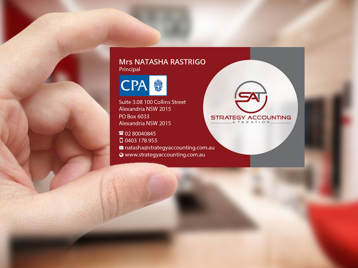 Business Card Design by Creations Box 2015 for STRATEGY ACCOUNTING & TAXATION  | Design #19255959