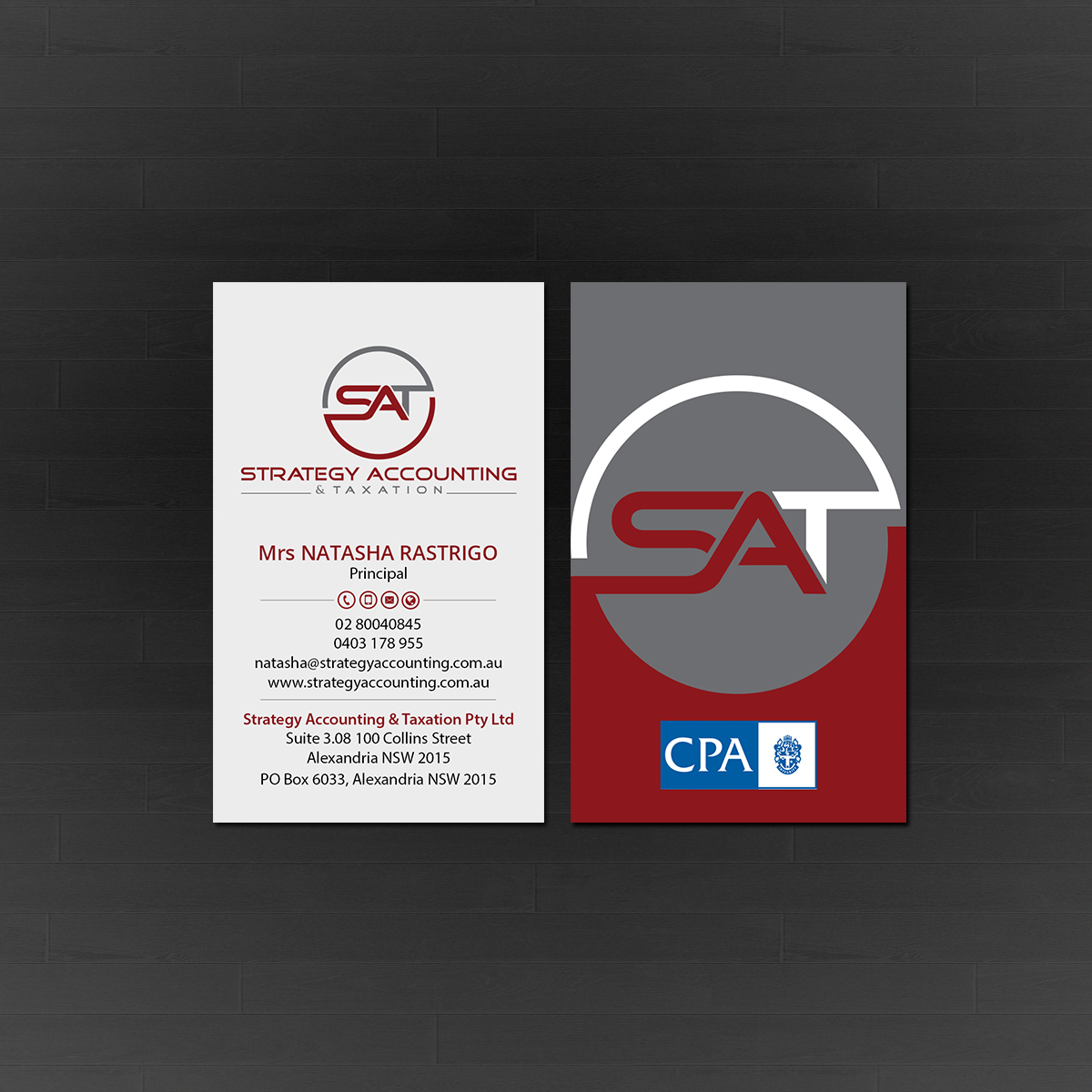 Business Card Design by Creations Box 2015 for STRATEGY ACCOUNTING & TAXATION  | Design #19255960