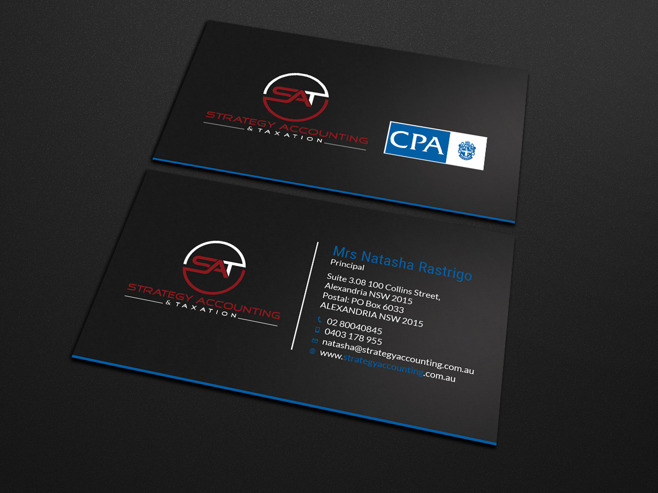 Business Card Design by Tripti Ranjan Gain for STRATEGY ACCOUNTING & TAXATION  | Design #19251979