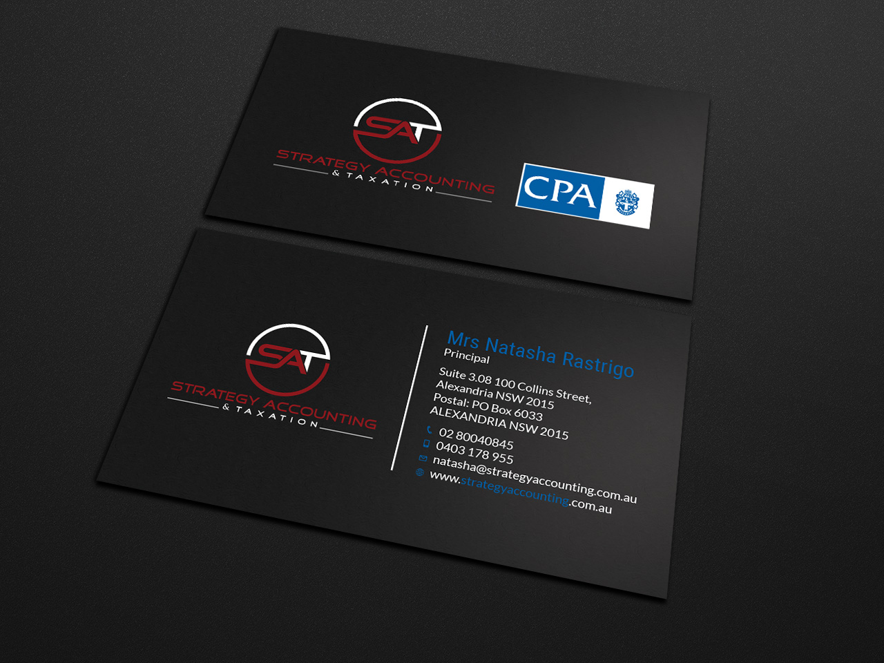 Business Card Design by Tripti Ranjan Gain for STRATEGY ACCOUNTING & TAXATION  | Design #19251983