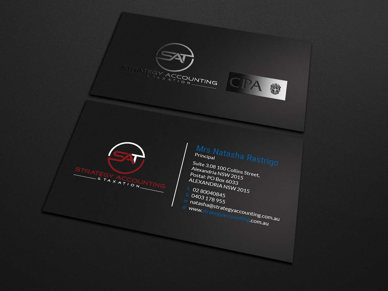 Business Card Design by Tripti Ranjan Gain for STRATEGY ACCOUNTING & TAXATION  | Design #19251986