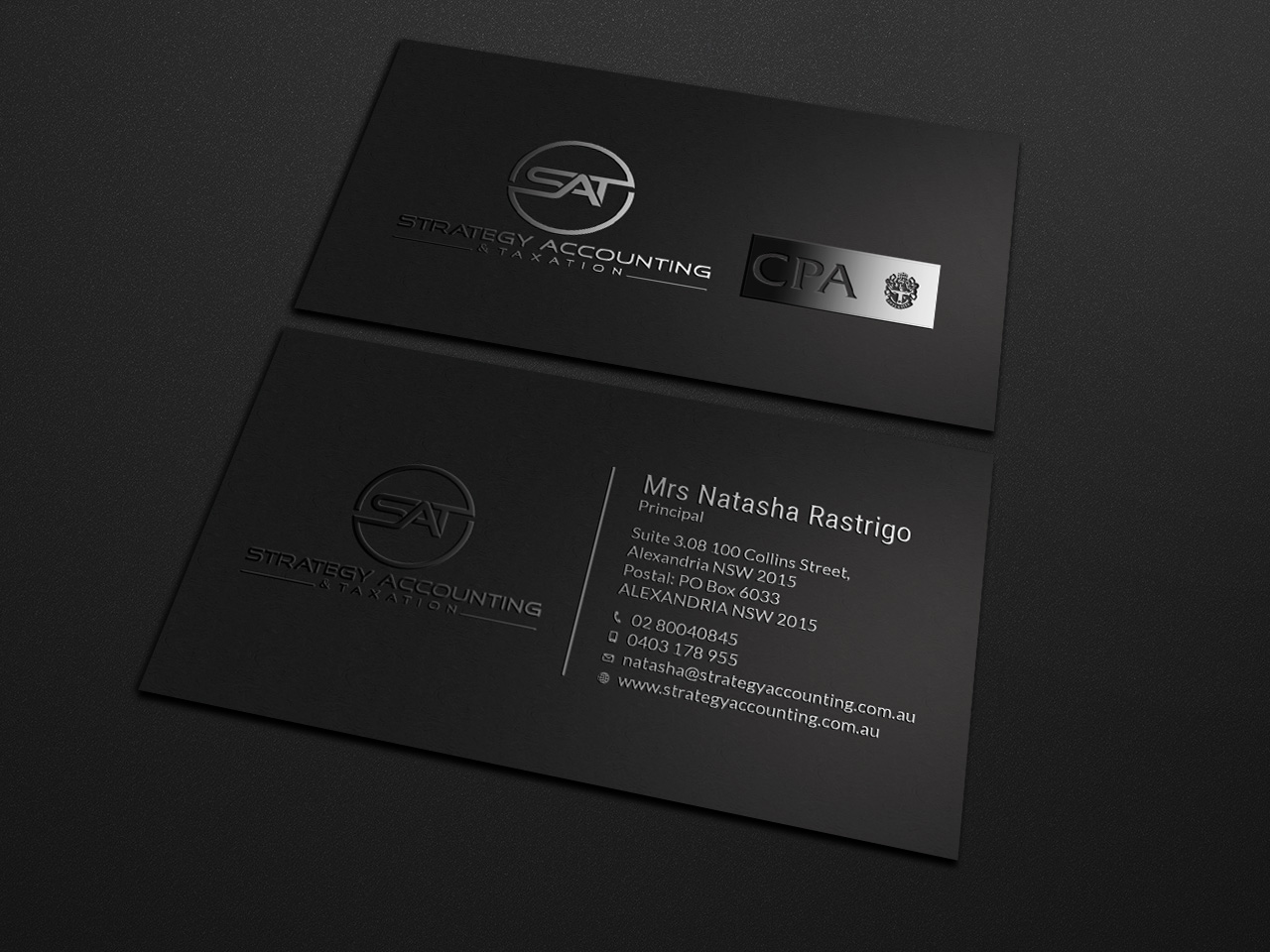 Business Card Design by Tripti Ranjan Gain for STRATEGY ACCOUNTING & TAXATION  | Design #19251987