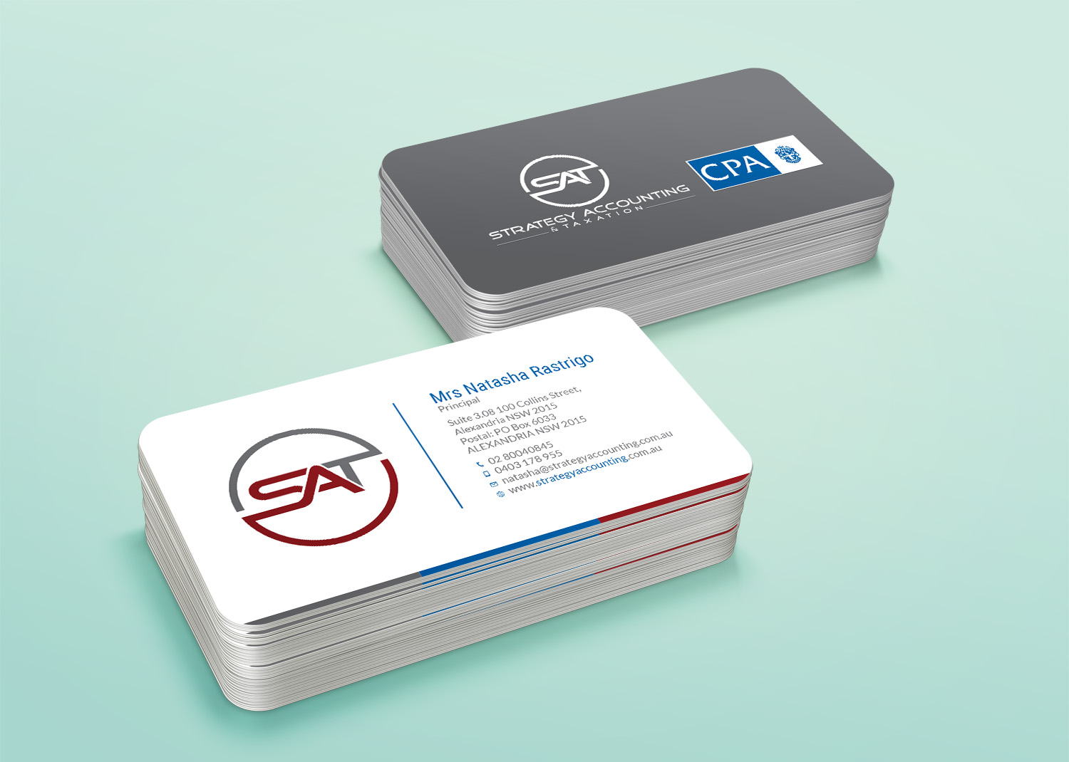 Business Card Design by Tripti Ranjan Gain for STRATEGY ACCOUNTING & TAXATION  | Design #19251995