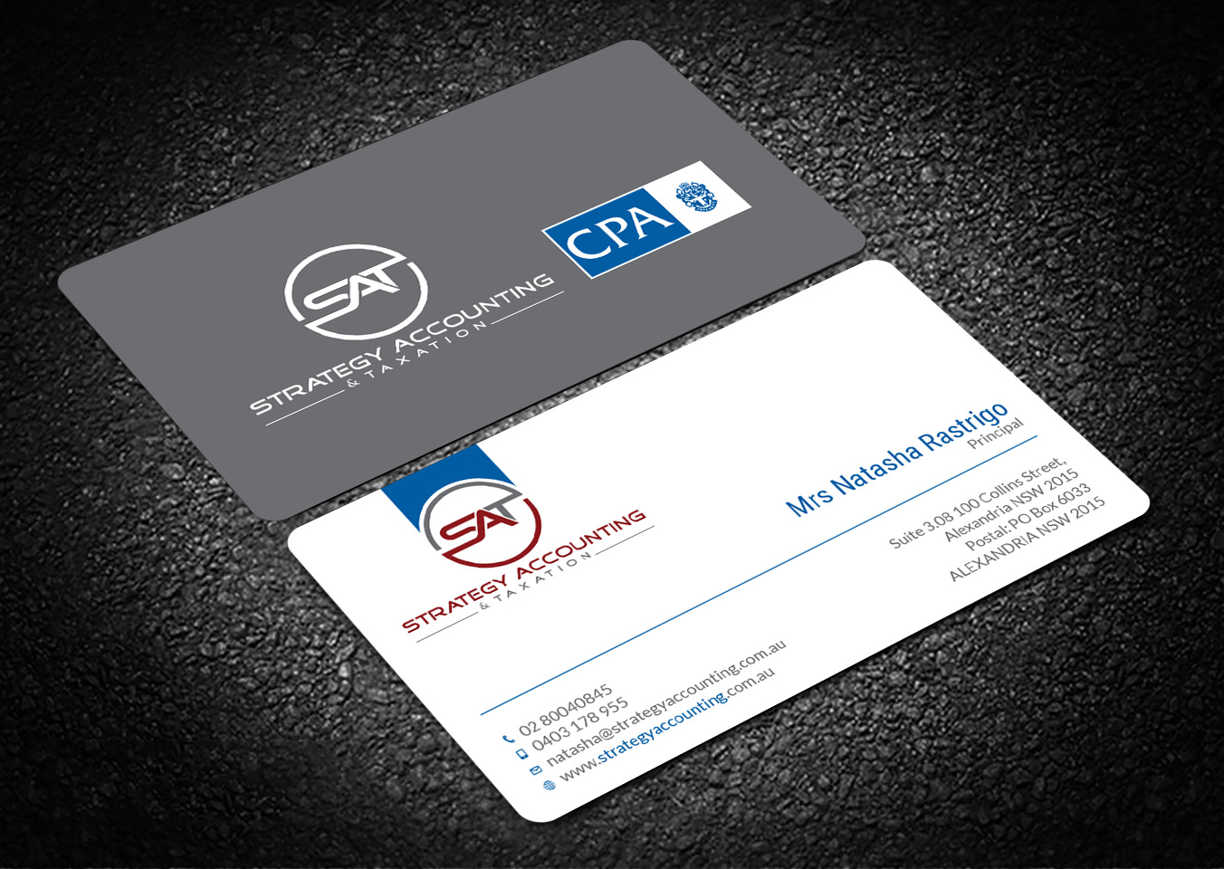 Business Card Design by Tripti Ranjan Gain for STRATEGY ACCOUNTING & TAXATION  | Design #19252066