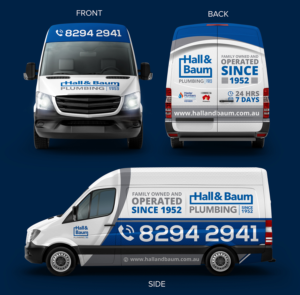 Plumbing company Van design, Blue and Grey, include logo | Diseño de Rotulación de Vehículo por SAI DESIGNS