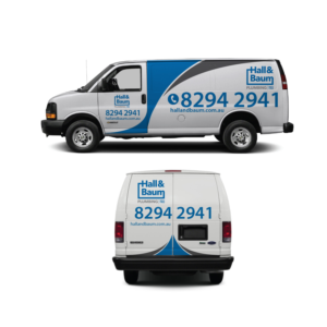Plumbing company Van design, Blue and Grey, include logo | Diseño de Rotulación de Vehículo por Finley Johnson