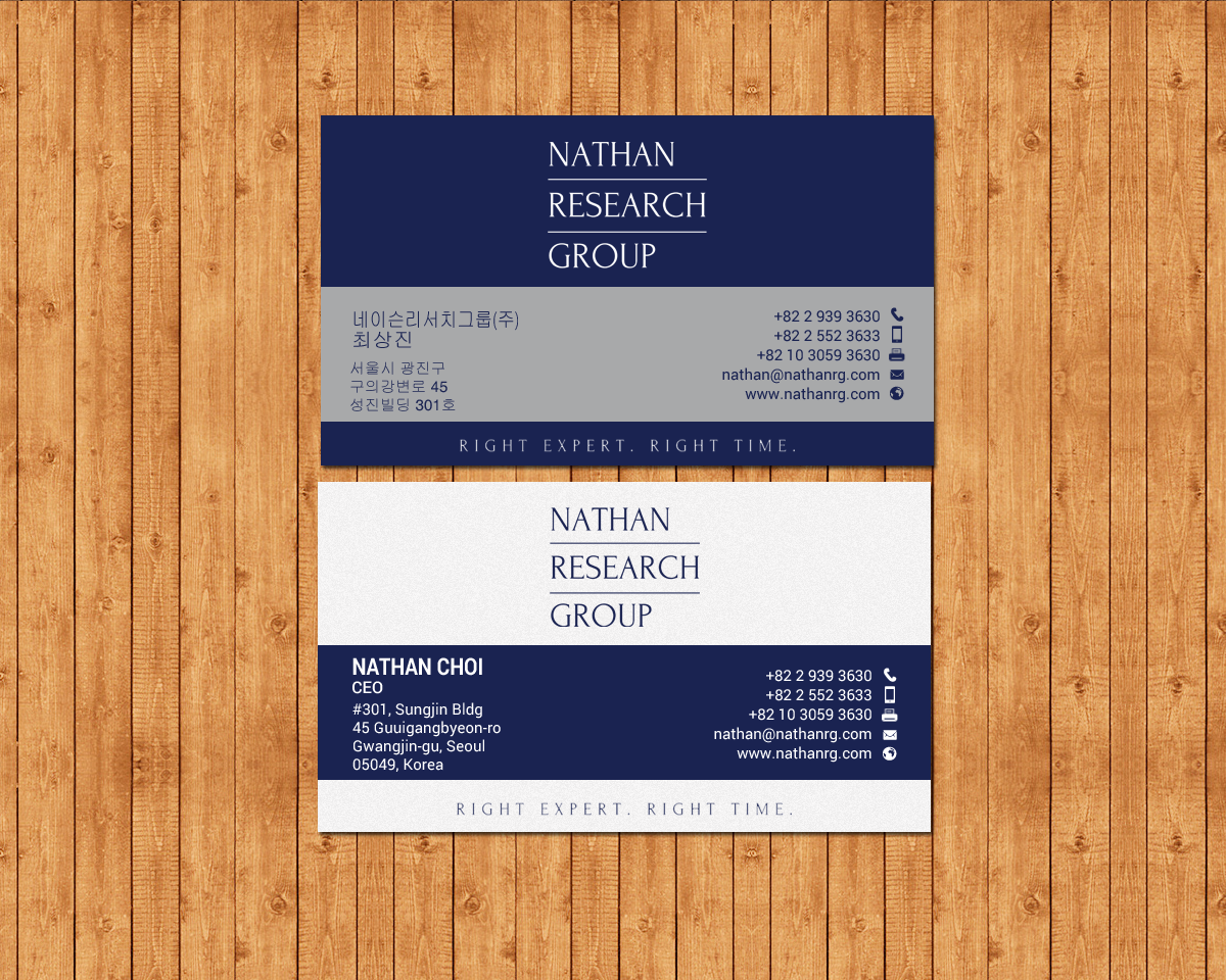 Business Card Design by chandrayaan.creative for Nathan Research Group, Inc. | Design #19271478
