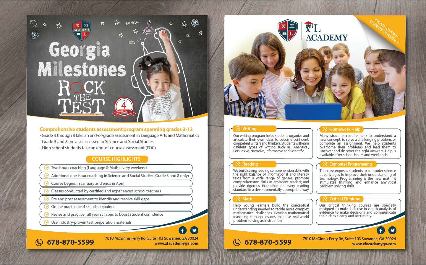 elegant playful education flyer design for xlacademy llc school brochure design ideas