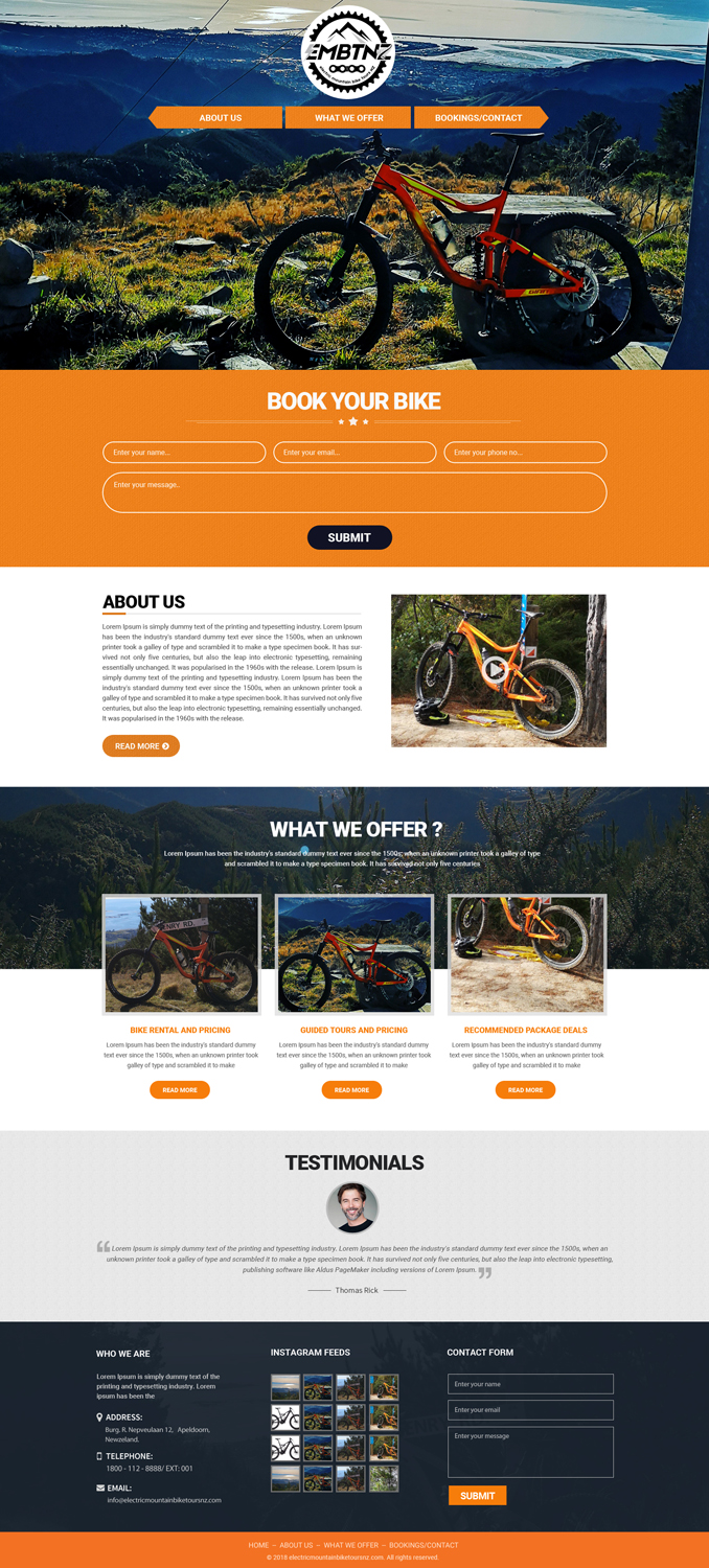 Web Design by Dream Logo Design for Electric Mountain Bike Tours NZ | Design #19311670