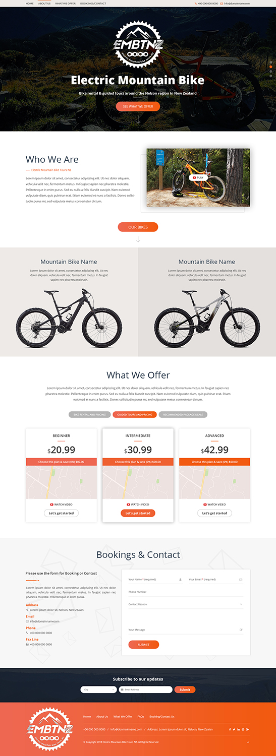 Web Design by pixozdotnet for Electric Mountain Bike Tours NZ | Design #19300423