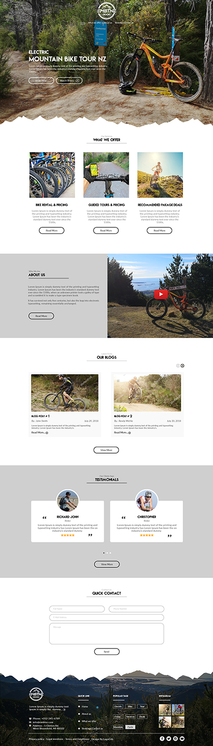 Web Design by bdesigner9 for Electric Mountain Bike Tours NZ | Design #19309213