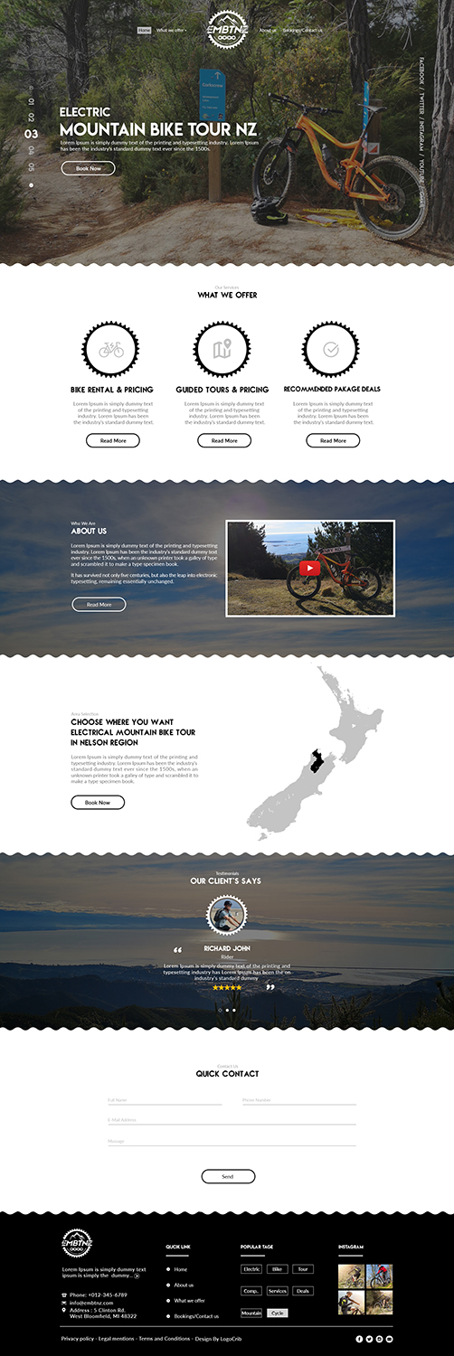 Web Design by bdesigner9 for Electric Mountain Bike Tours NZ | Design #19331604