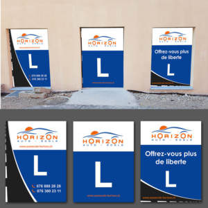 Posters for showcases and a door for a driving school In front of a university | Design Annonce  par aspiremedia