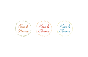Version 1: Kiwi & Pomme. Version 2: Kiwi & Pomme Buckingham (Buckingham is the location). Version 3: Kiwi & Pomme Fine Food Specialists (Fine Food Specialists is the strapline) | Design de Logo par GLDesigns