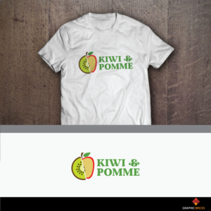 Version 1: Kiwi & Pomme. Version 2: Kiwi & Pomme Buckingham (Buckingham is the location). Version 3: Kiwi & Pomme Fine Food Specialists (Fine Food Specialists is the strapline) | Design de Logo par Graphic Bricks