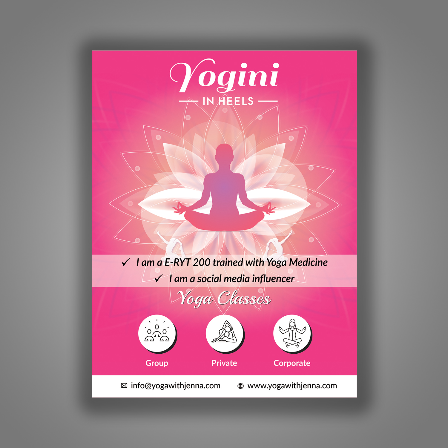 Flyer Design by ecorokerz for Yoga With Jenna | Design #19316240